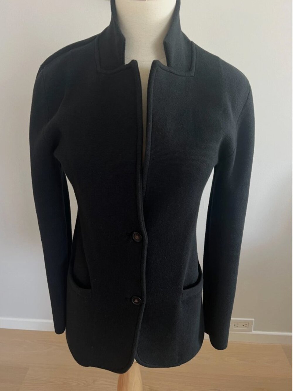 J.Crew Knit Blazer Women's XS Black Tailored Minimalist Workwear Chic Jacket